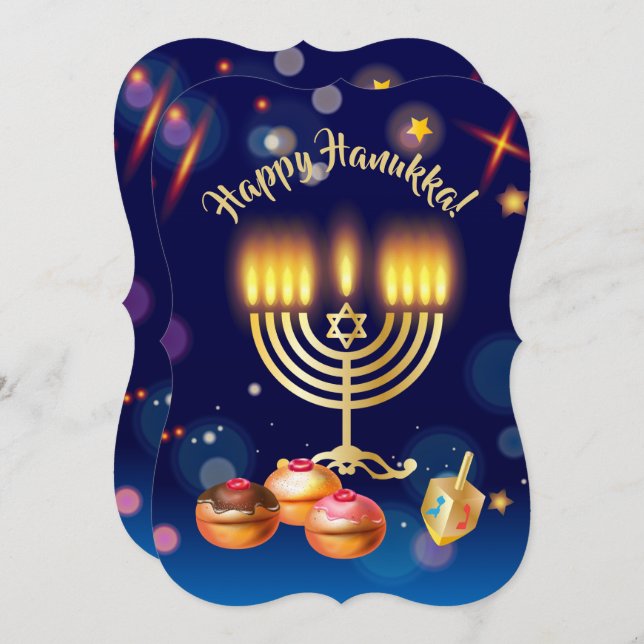 Glad Hanukkah Ljusfirande Inbjudningar (Fram/baksida)