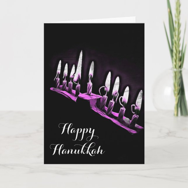 Glad Hanukkah Må du välsigna och vara välsignad Kort (Framsida)