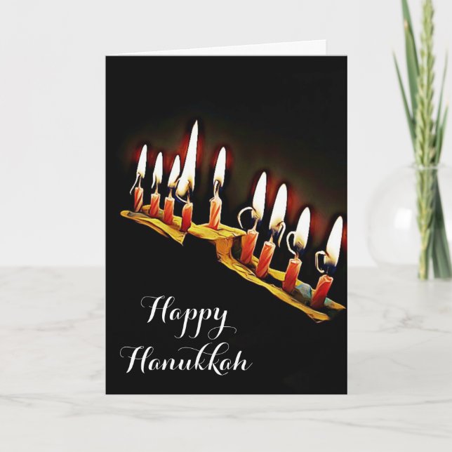 Glad Hanukkah Må du välsigna och vara välsignad Kort (Framsida)
