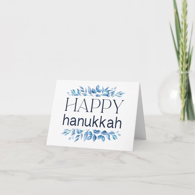 Glad Hanukkah (med Vintervattenfärgade Blommor) Tack Kort (Framsida)