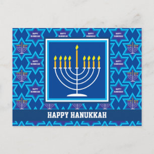 🕎 Glad Hanukkah, Menorah, anpassningsbar postkort Vykort