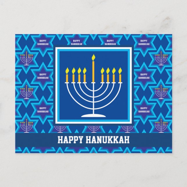 🕎 Glad Hanukkah, Menorah, anpassningsbar postkort Vykort (Framsida)