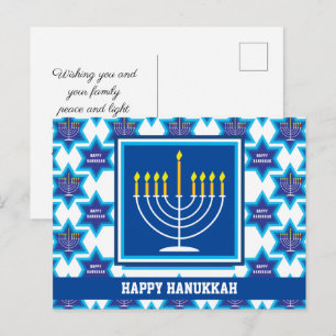 🕎 Glad Hanukkah, Menorah, anpassningsbar postkort Vykort