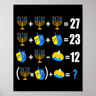 Glad Hanukkah Menorah Dreidel Munk Matematik Lär Poster