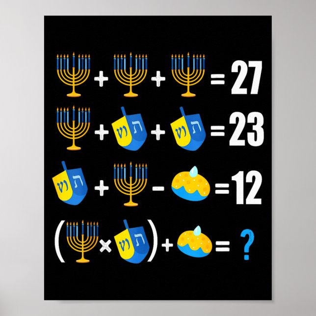 Glad Hanukkah Menorah Dreidel Munk Matematik Lär Poster (Framsidan)