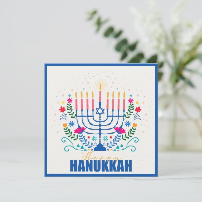 Glad Hanukkah Menorah-kort (Stående Fram)