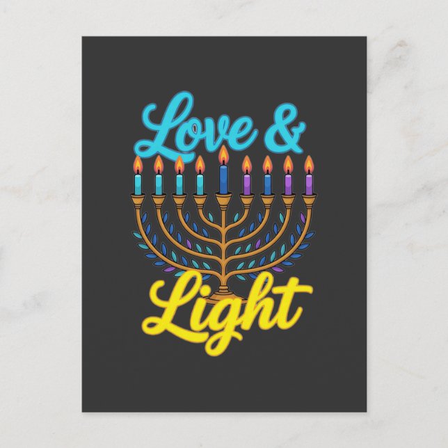 Glad Hanukkah Menorah Ljus Firande Vykort (Framsida)