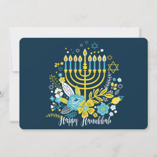 Glad Hanukkah-menorah-ljus. Semesterkort Julkort