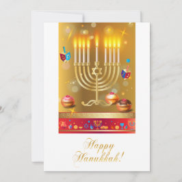 Glad Hanukkah Menorah och dreidlar Judisk högtid Julkort