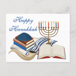 Glad Hanukkah Menorah Vykort