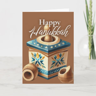Glad Hanukkah Mjukpapper - Dreidel Blå Guld Kort
