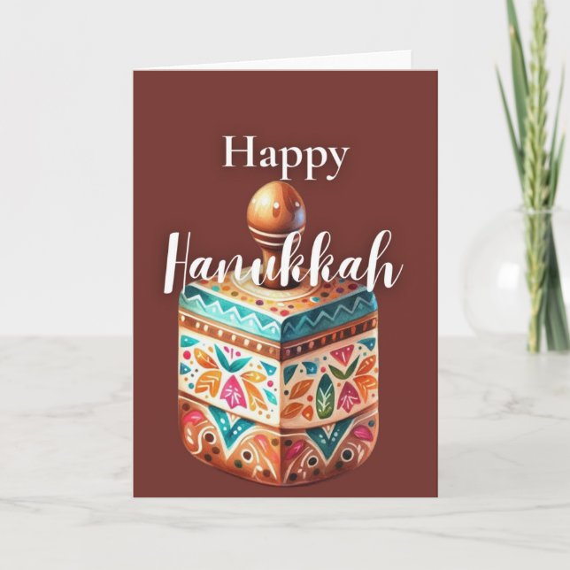 Glad Hanukkah Motsvarighetskort - Dreidel Kort (Framsida)