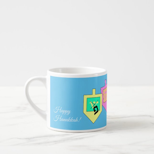 Glad Hanukkah på engelska hebreiska Espressomugg (Vänster)
