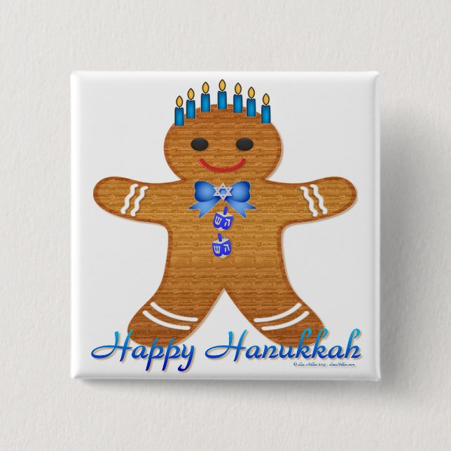 Glad Hanukkah Pepparkaksgubbe Menorah Knapp (Framsida)