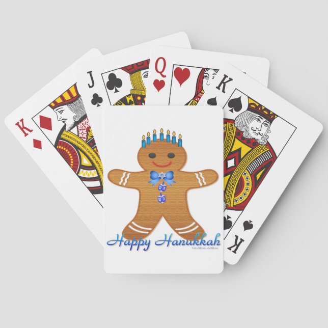Glad Hanukkah Pepparkaksgubbe Menorah Spel Kort (Baksidan)