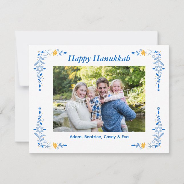 Glad Hanukkah Platt Foto Högtidskort Julkort (Framsida)