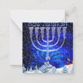 Glad Hanukkah Snö & Menorah Anteckningskort