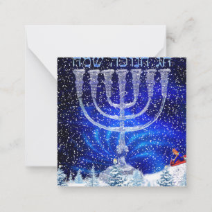 Glad Hanukkah Snö & Menorah Anteckningskort