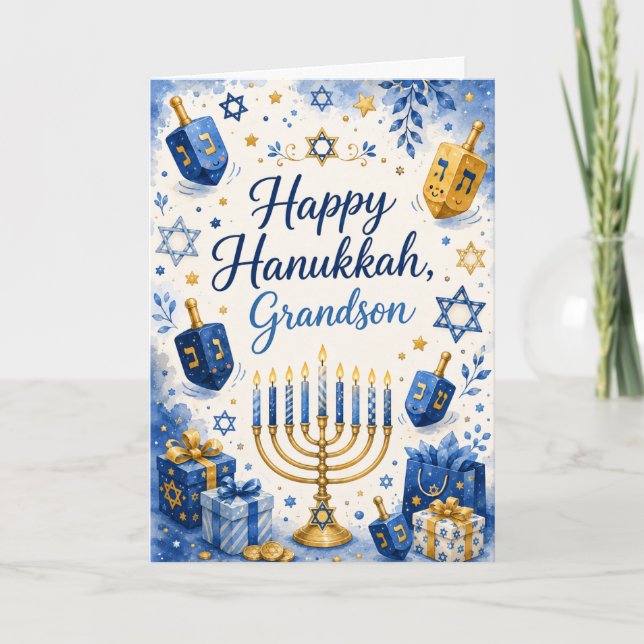 Glad Hanukkah sonson Kort (Framsida)