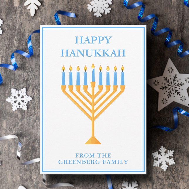 Glad Hanukkah Söt Anpassningsbar Menorah Julkort (Skapare uppladdad)