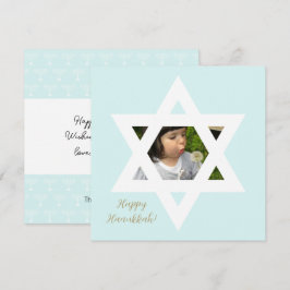 Glad Hanukkah Söt Blå En Foto Kort