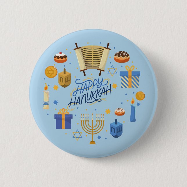 Glad Hanukkah Söt Knapp (Framsida)