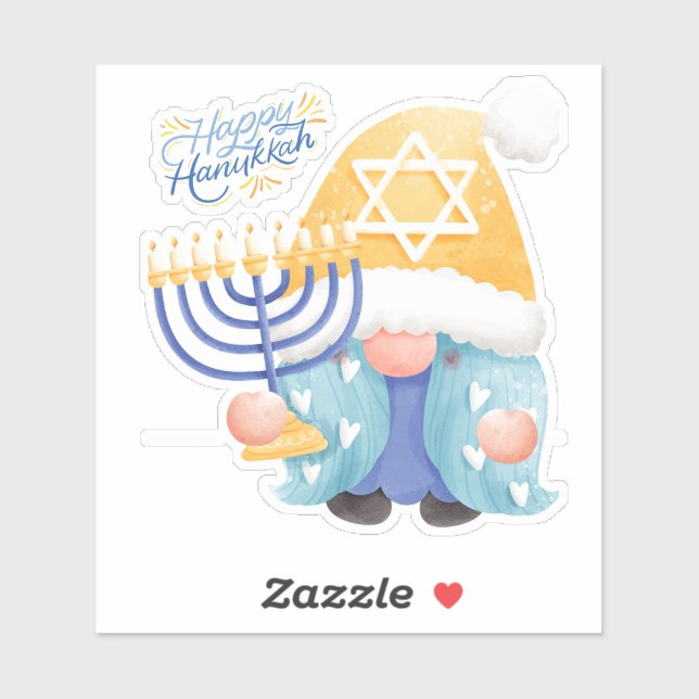 Glad hanukkah tomte klistermärken (Ark)