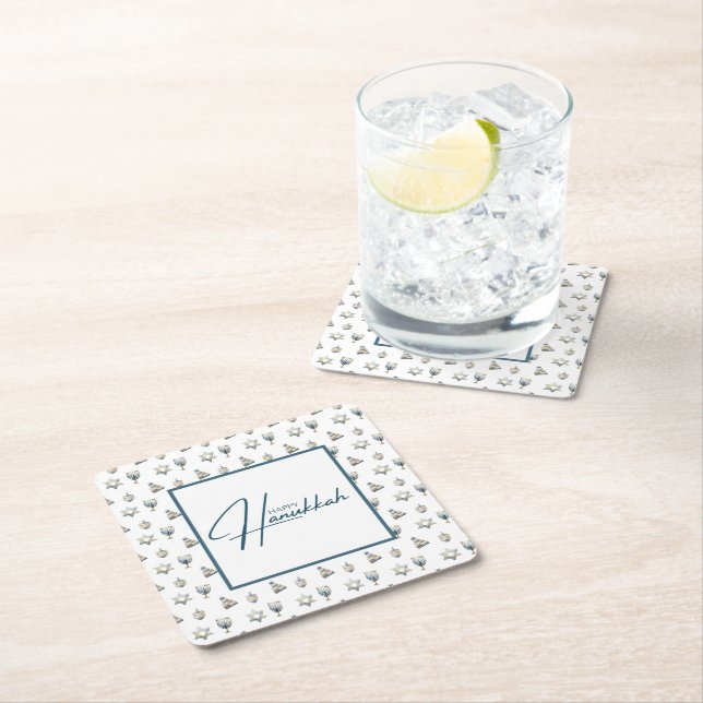 Glad Hanukkah Underlägg Papper Kvadrat (Insitu)