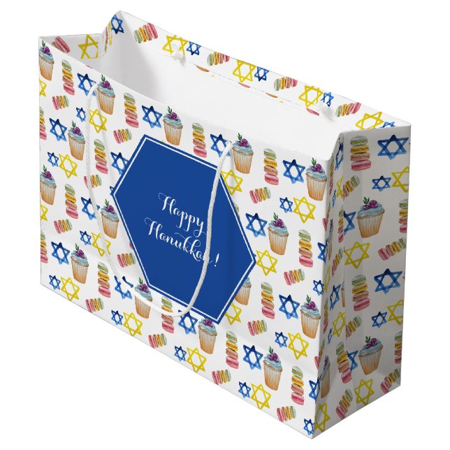 Glad Hanukkah Vattenfärg Personlig (Framsidan Vinklad)