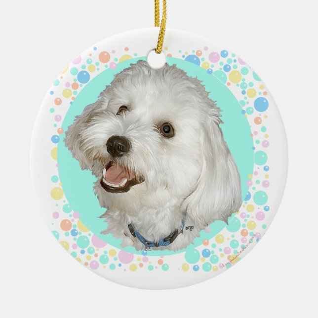 Glad Havanese Julgransprydnad Keramik (Framsidan)