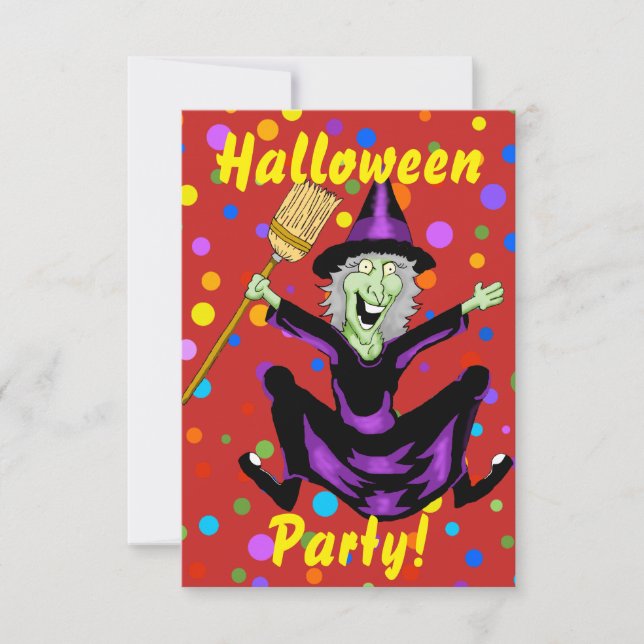 Glad häxa Halloween-fest-inbjudan Inbjudningar (Framsida)