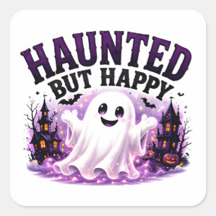 🎃 Glad Häxd Ghost Halloween Citat 👻 Fyrkantigt Klistermärke