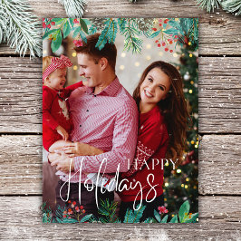 Glad helg 1-fotojul Greenery Vykort