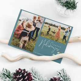Glad helg 2-fotofamiljjul julkort