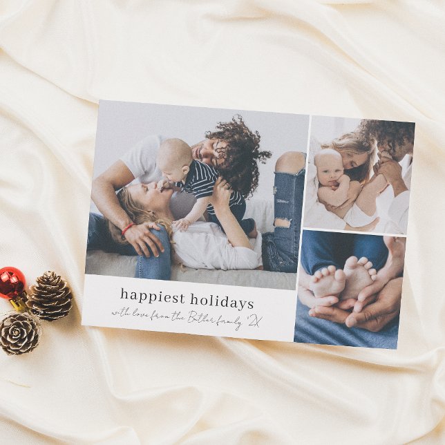Glad helg 3-fotofamiljen Namnteckning jul Julkort (Skapare uppladdad)