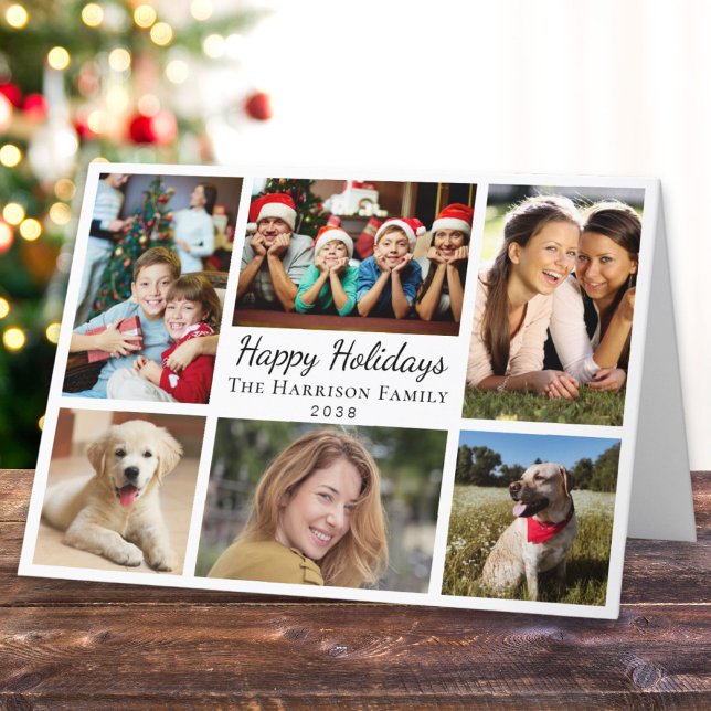 Glad helg 6 Fotokollage jul (This holiday season, let your family's smiles and heartwarming memories shine on our 6 photo card)