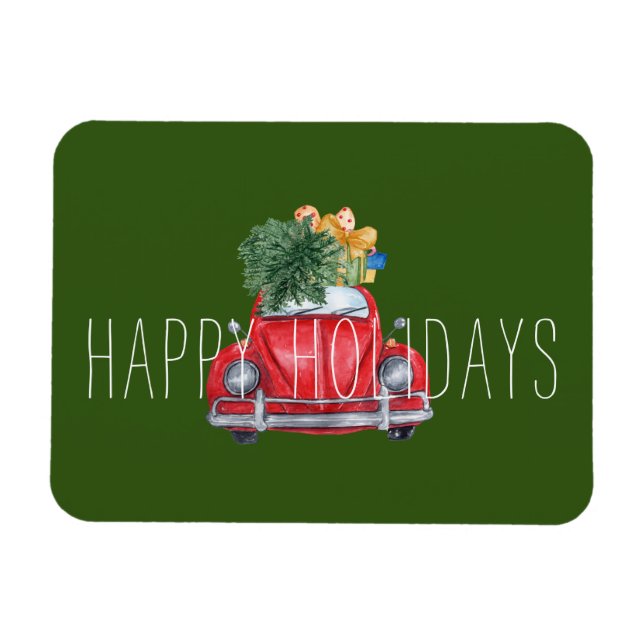 Glad helg Anpassade Jul Red Car Magnet (Horisontell)