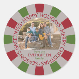 Glad helg anpassningsbar Foto- och namnklistermärk Runt Klistermärke