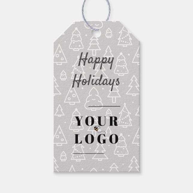 Glad helg Anpassningsbar Logotyp Company Träd Möns Presentetikett (Framsidan)