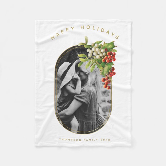 Glad helg Anpassningsbar Photo Family jul Fleecefilt (Framsidan)