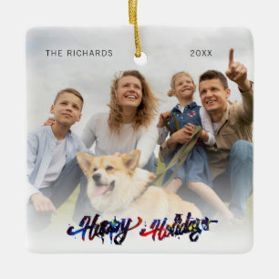 Glad helg Anpassningsbar Photo Grönt jul Julgransprydnad Keramik