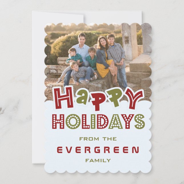 Glad helg anpassningsbar Photo & Namn-kort Julkort (Framsida)