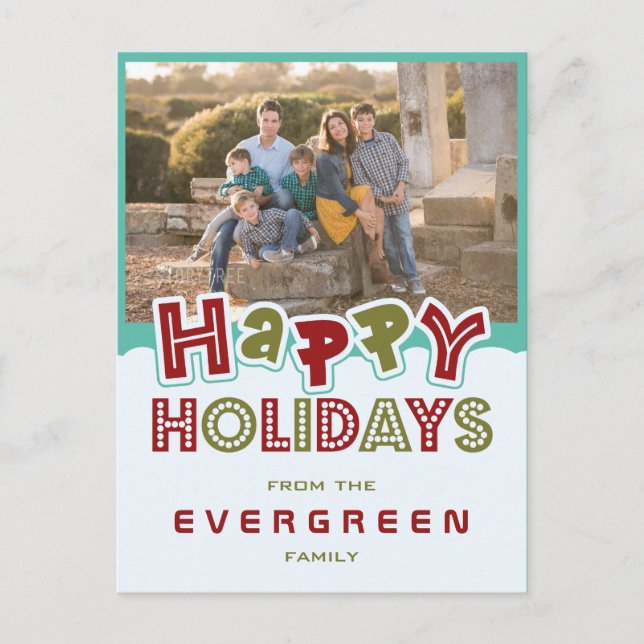 Glad helg anpassningsbar Photo & Namn vykort (Framsida)