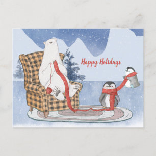 Glad helg Anpassningsbar Text Polar Bear Penguin S Vykort