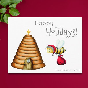 Glad helg Bee Jultomten julfamilj Vykort