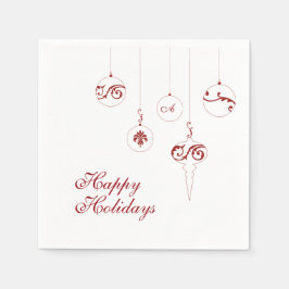 Glad helg Berry Red Monogram Bauble Square Pappersservett