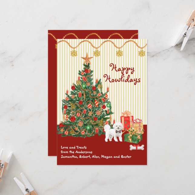 Glad helg Bichon Frise jul (Fram/Back In Situ)