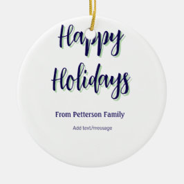 Glad helg blå grönt - modern snyggt för julafton julgransprydnad keramik