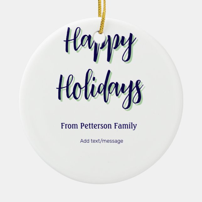 Glad helg blå grönt - modern snyggt för julafton julgransprydnad keramik (Framsidan)