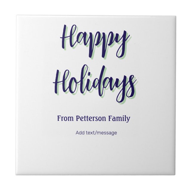 Glad helg blå grönt - modern snyggt för julafton kakelplatta (Framsidan)